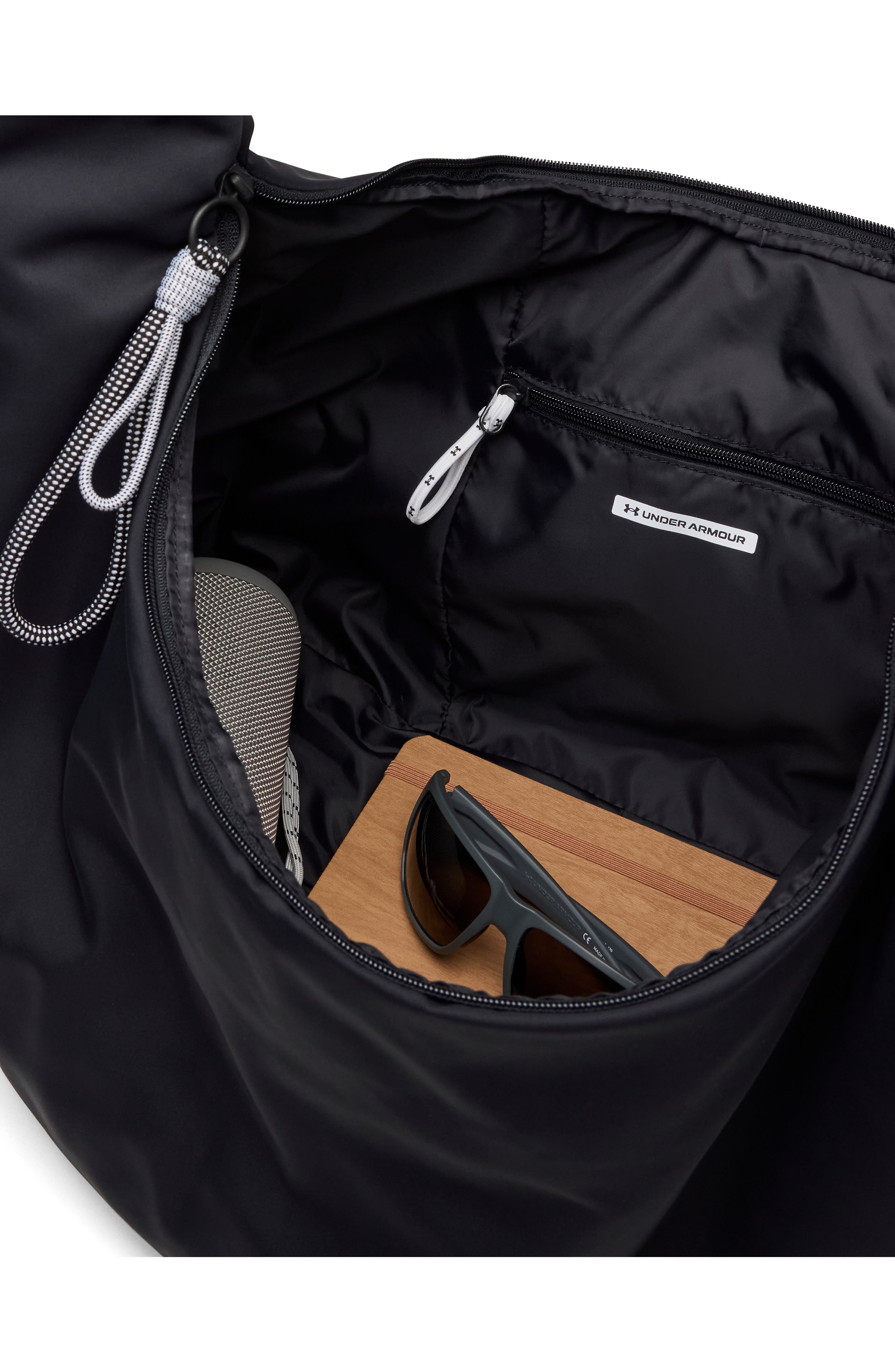 UA Studio Water Resistant Cinch Crescent Gym Bag, Alternate, color, 001 BLACK