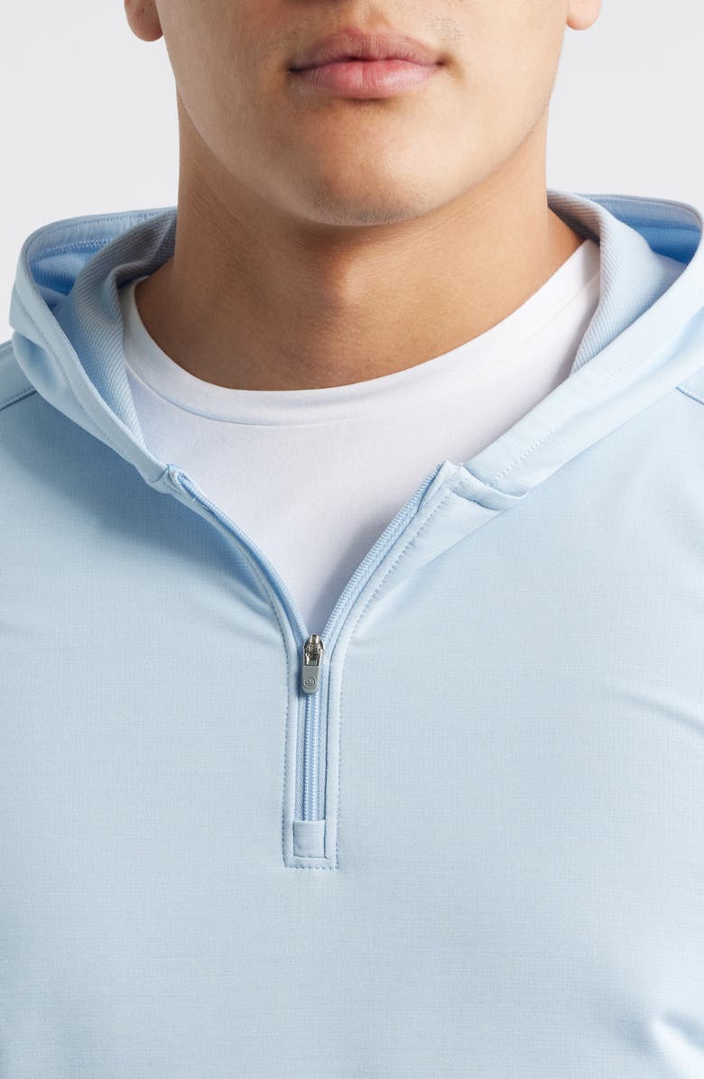 Peter Millar Pine Performance Quarter Zip Hoodie, Alternate, color, Stream Blue