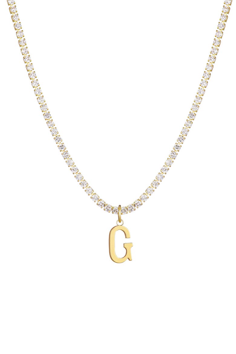 Initial Charm Tennis Necklace, Main, color, GOLD-G