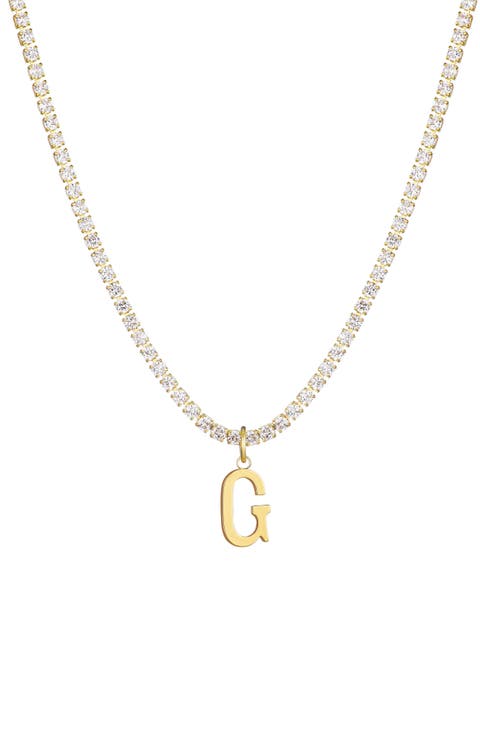 Initial Charm Tennis Necklace