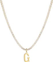 Adornia Initial Charm Tennis Necklace
