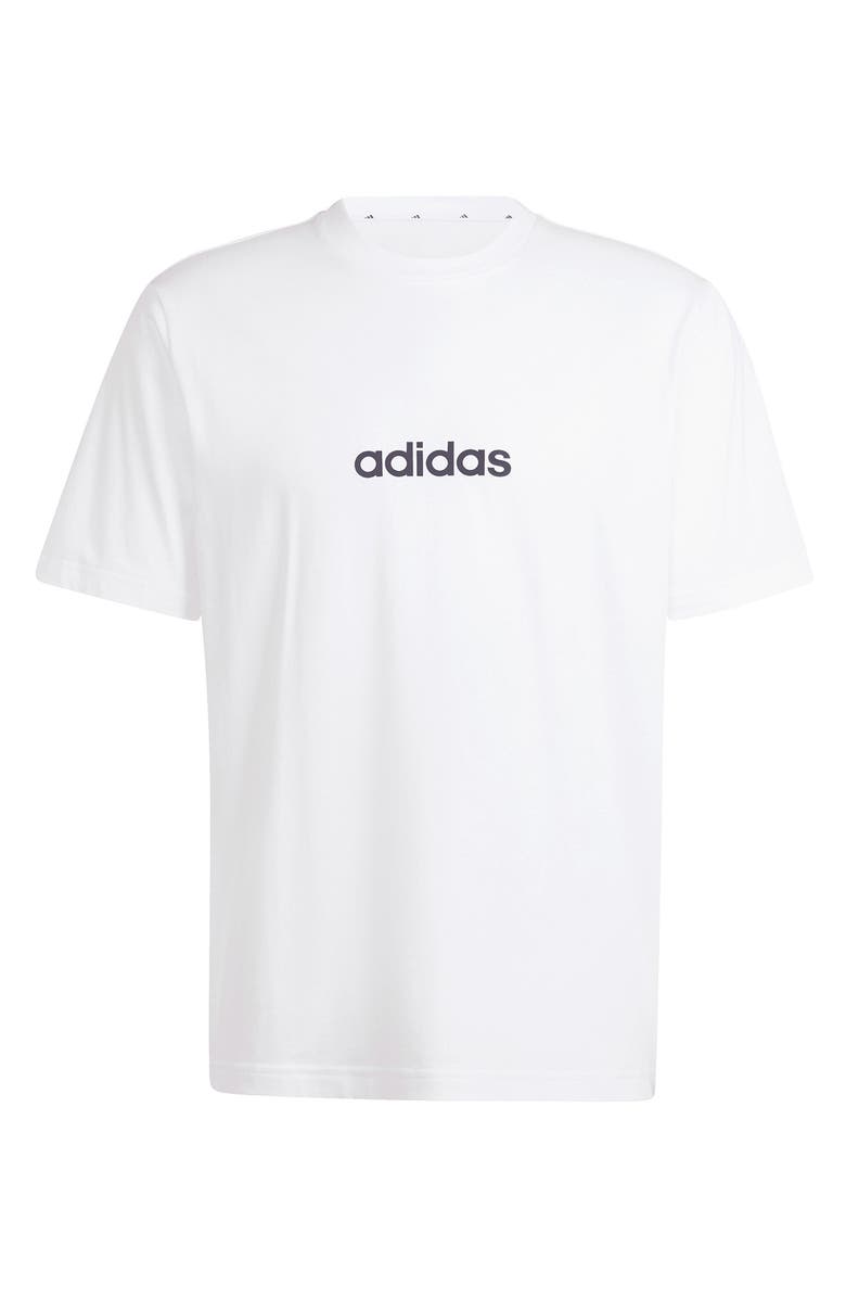 adidas Essentials Linear Jersey T-Shirt, Alternate, color, White/ Black