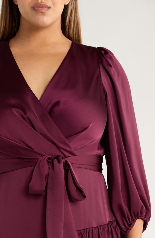 Anne Klein Plus Size Tiered Midi Dress In Burgundy