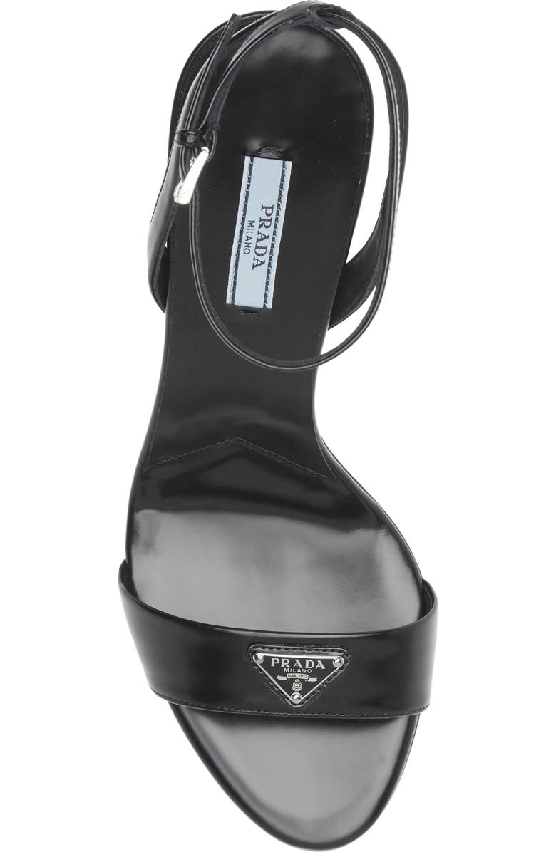 Prada Triangle Logo Ankle Strap Sandal, Alternate, color,