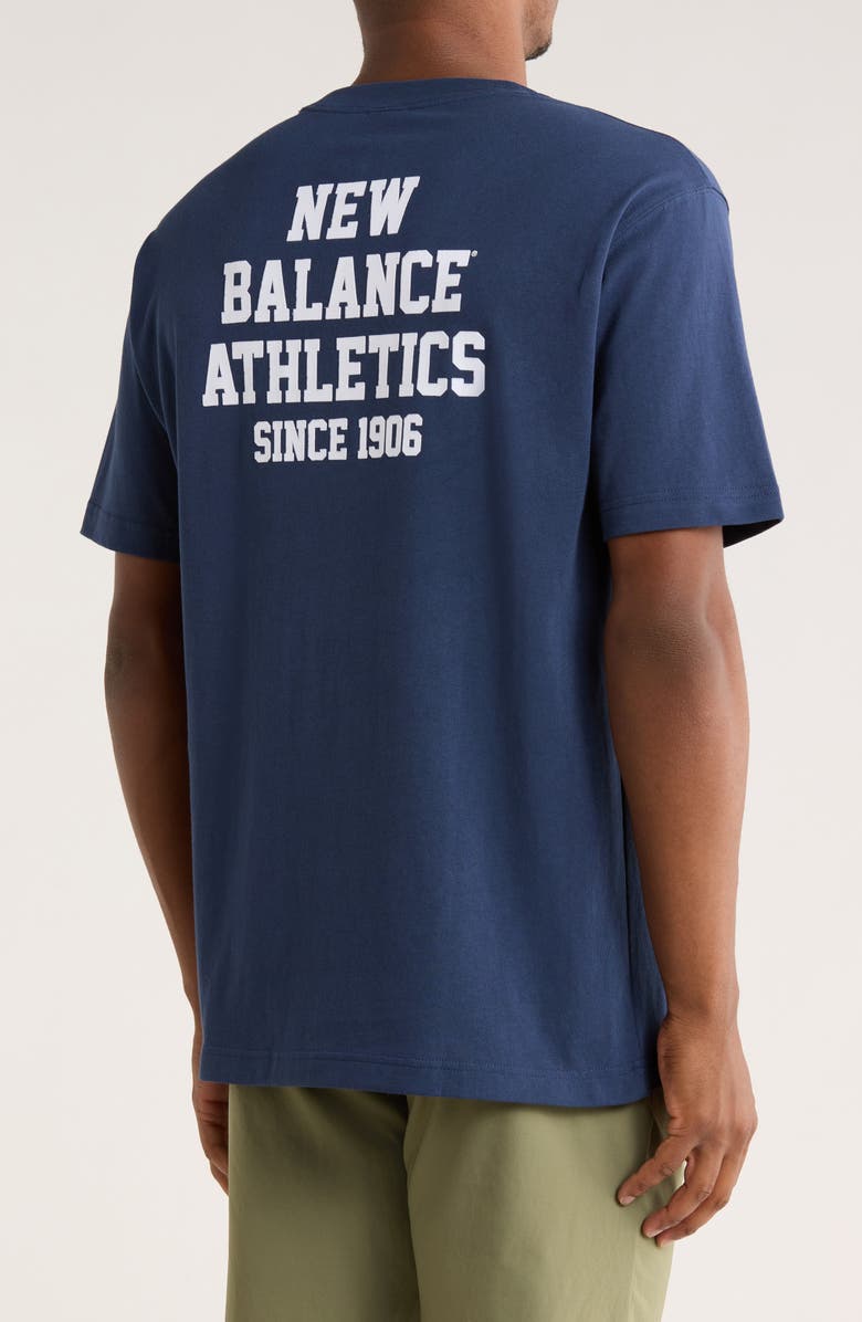 New Balance Varsity Logo Graphic T-Shirt, Alternate, color, Blue