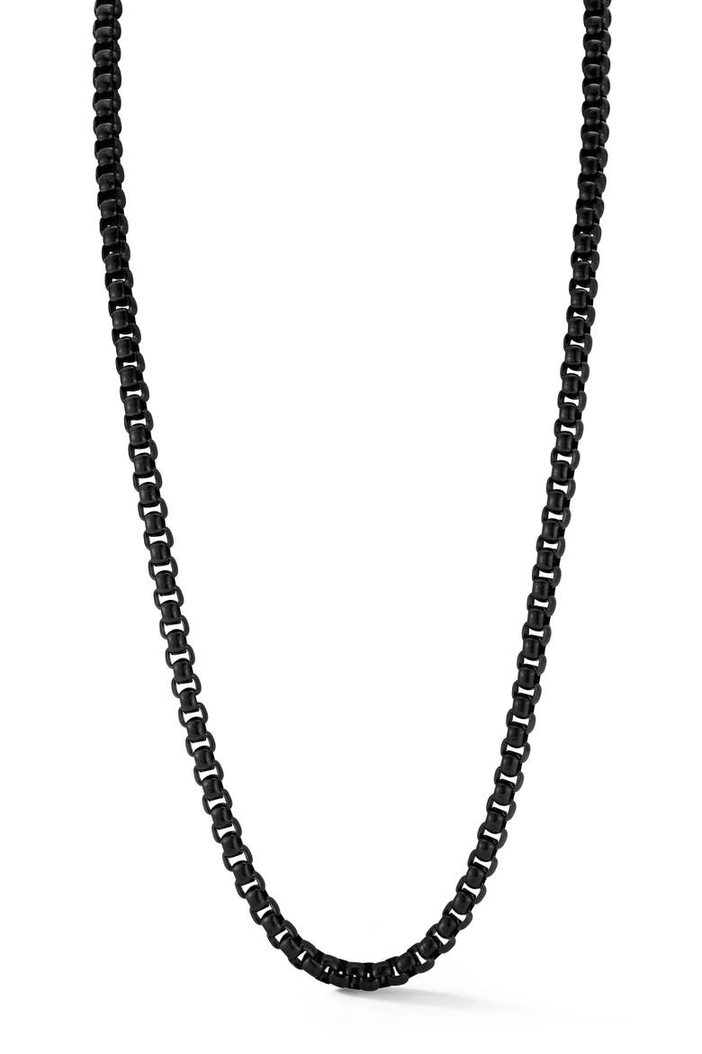 Men's 5mm Round Box Chain Necklace, Main, color, BLACK
