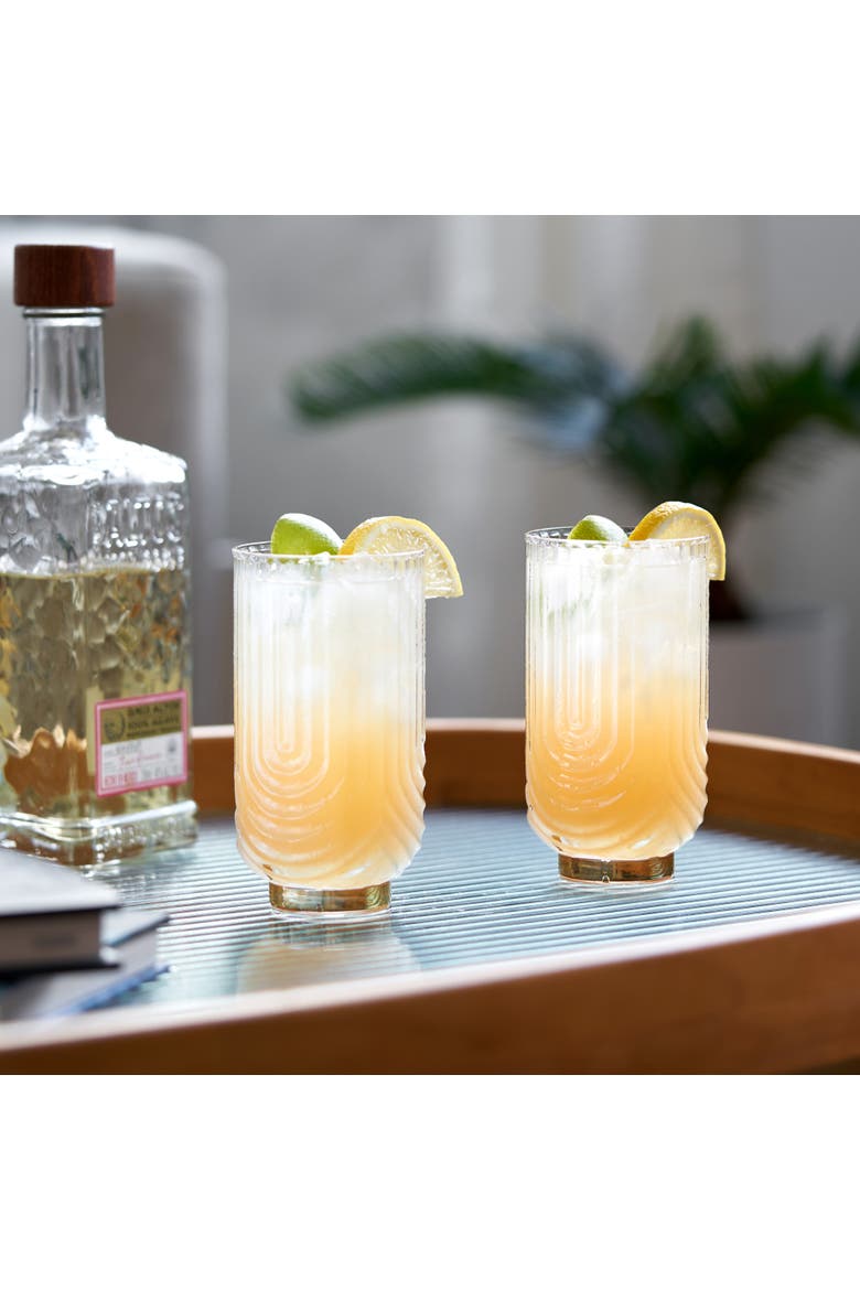 Deco Gatsby Highball Glasses Set of 2, Alternate, color, Clear