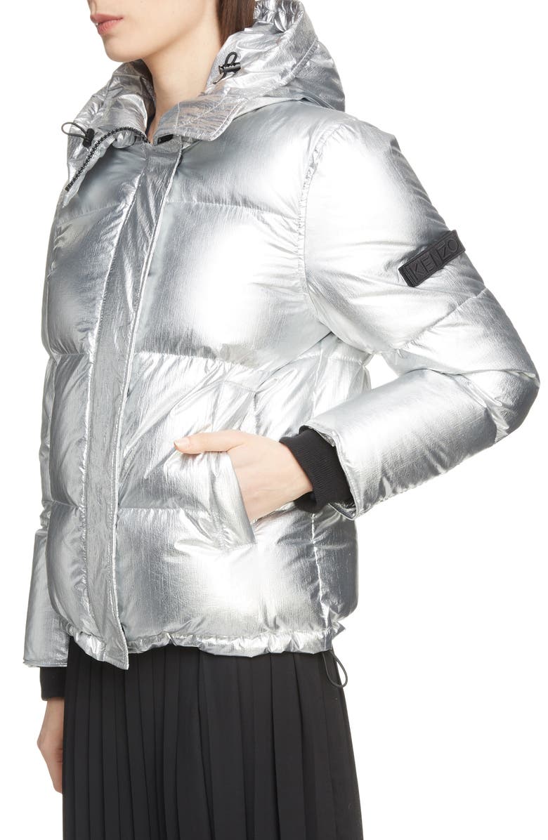 KENZO Metallic Down Puffer Coat, Alternate, color, 