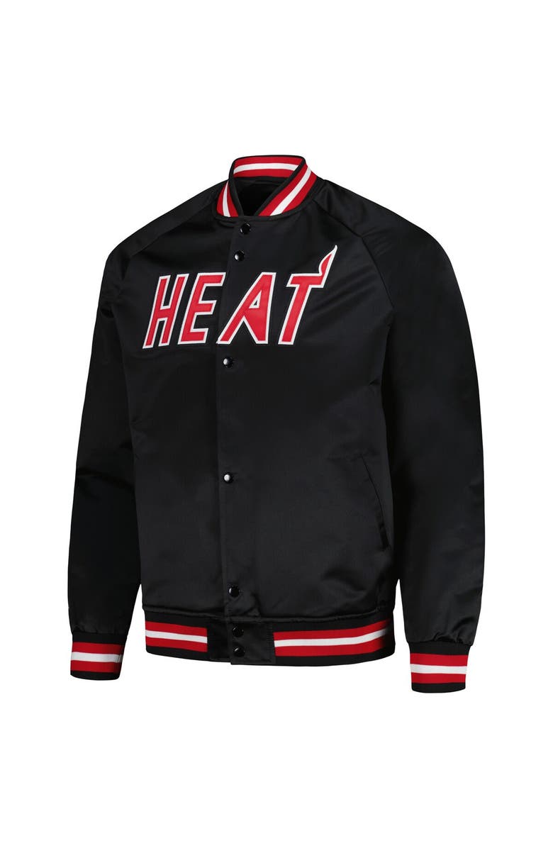 Mitchell & Ness Men's Mitchell & Ness Black Miami Heat Hardwood Classics Throwback Wordmark Raglan Full-Snap Jacket, Alternate, color, Black