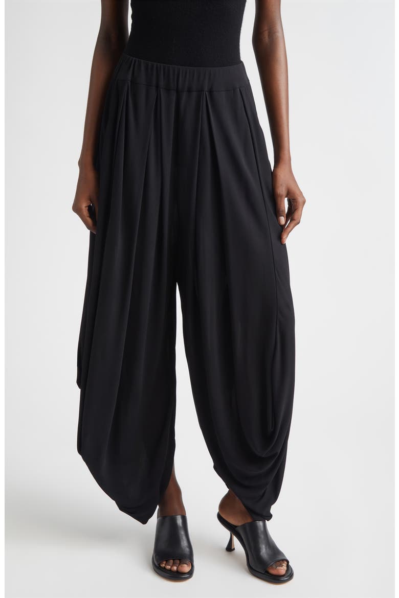 Draped Georgette Jersey Trousers, Main, color, BLACK