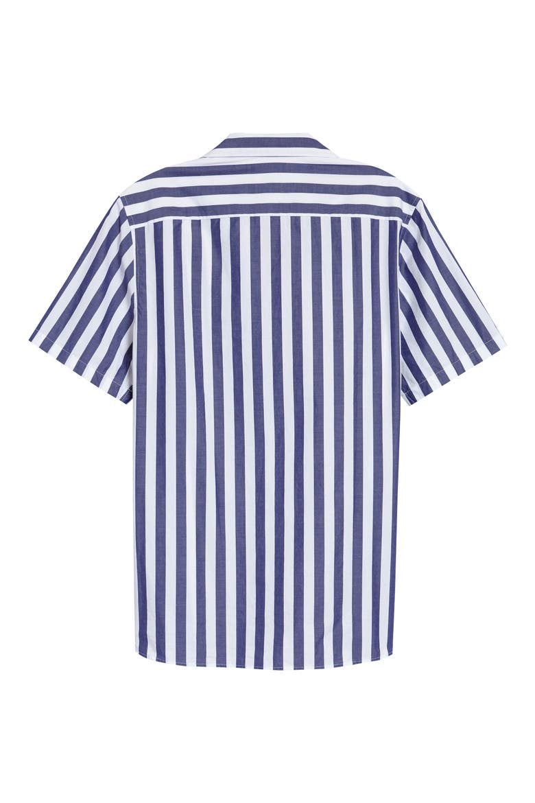 Miyagi 5203 Short Sleeve Button-Up Camp Shirt, Alternate, color, NAVY STRIPE