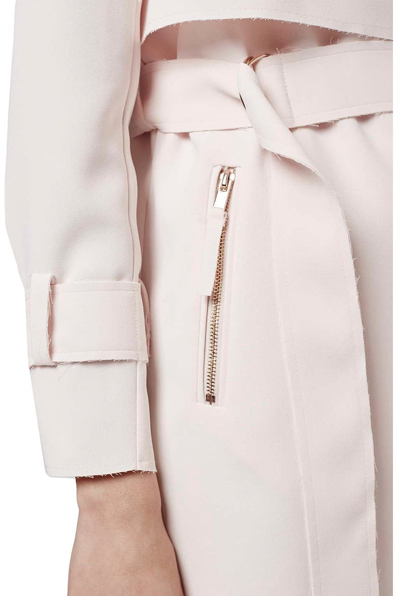 'Putty' Raw Edge Belted Coat, Alternate, color, NUDE