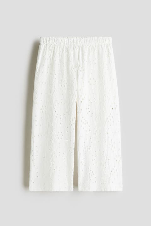 Wide Broderie Anglaise Trousers