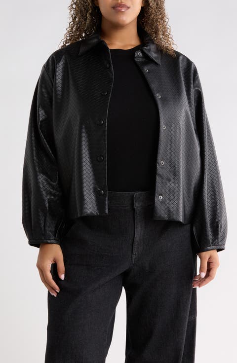 Blouson Sleeve Faux Leather Jacket
