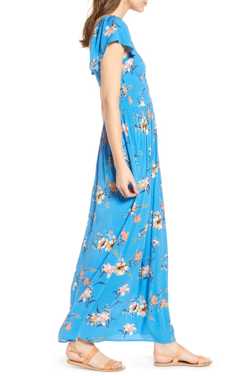 BP. Floral Smocked Bodice Maxi Dress, Alternate, color, 