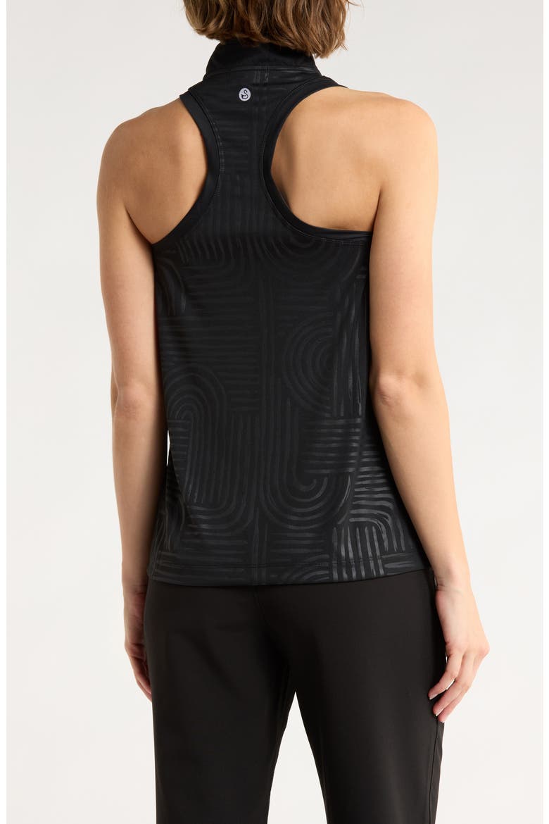 Jordyn Sleeveless Half Zip Knit Polo, Alternate, color, BLACK
