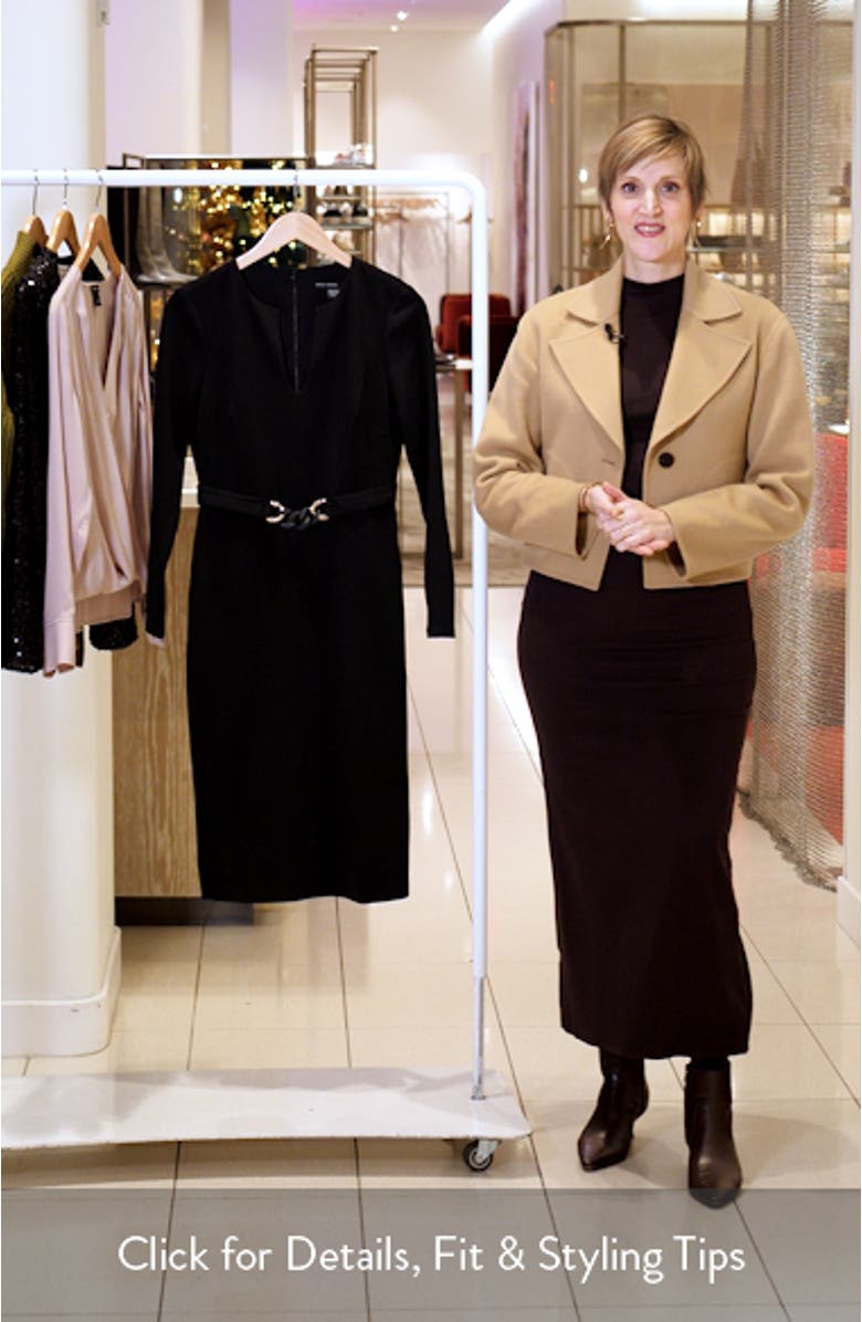 Belted Long Sleeve Sheath Dress, sales video thumbnail