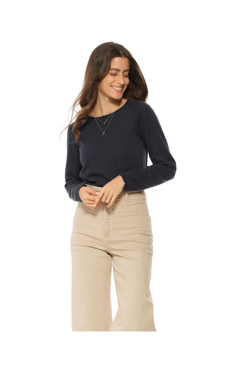 Monticelli Cashmere Ultralight Cashmere Raglan Crew Neck Sweater, Main, color, Charcoal