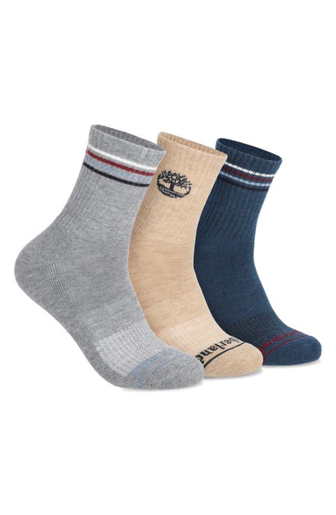 3-Pack Stripe Wool Blend Hike Quarter Socks