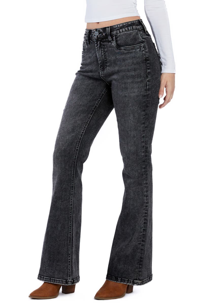 HINT OF BLU Happy High Waist Flare Jeans, Alternate, color, Faded Black