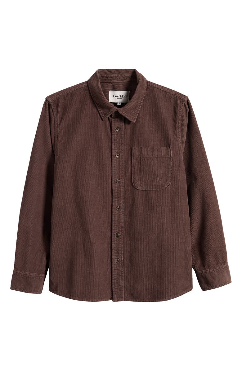Corridor Cotton Corduroy Button-Up Shirt, Main, color, Brown