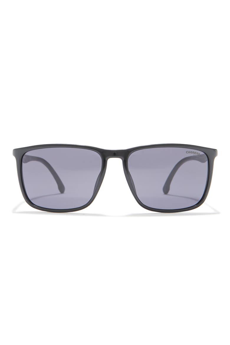 57mm Rectangle Sunglasses, Main, color, BLACK / GREY