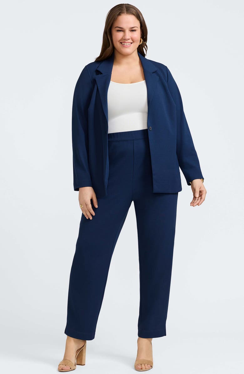 Foxcroft Morgan Crepe Knit Blazer, Alternate, color, Navy