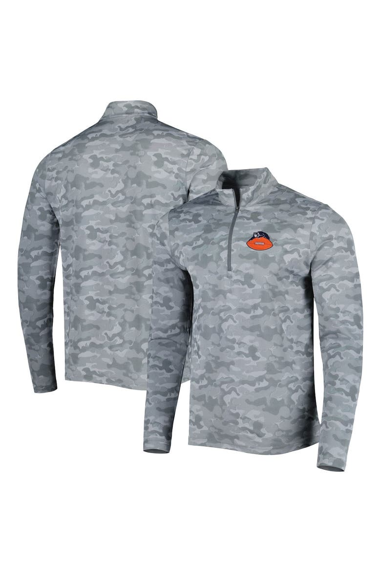 Men's Antigua Gray Chicago Bears Brigade Throwback Quarter-Zip Top, Main, color, Gray