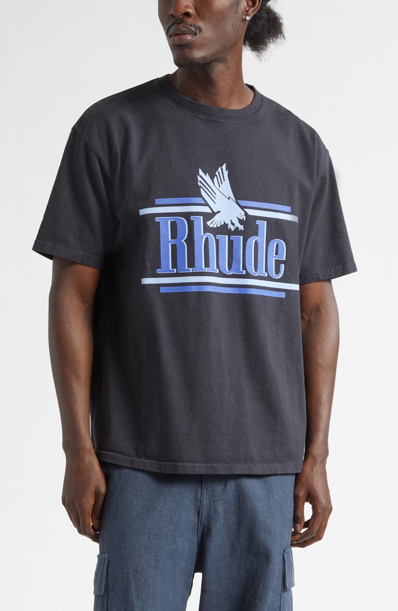 Rhude Rossa Graphic T-Shirt, Main, color, Vintage Black / Blue