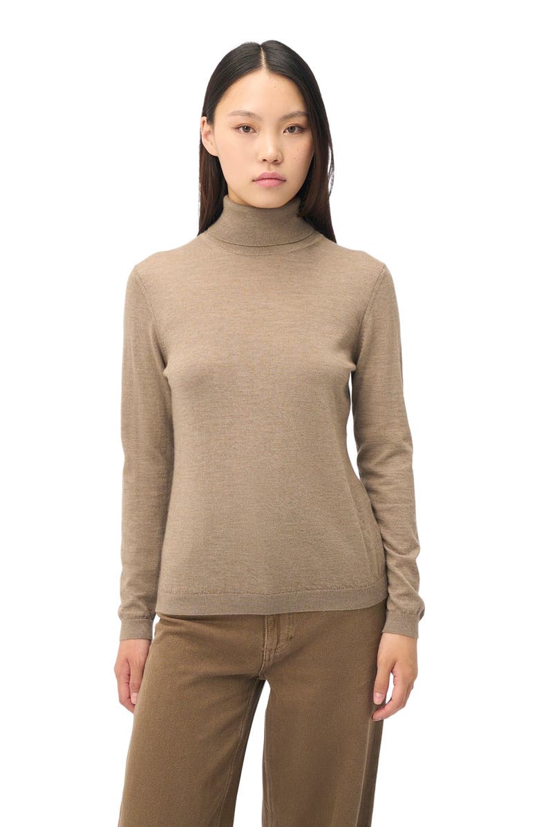 GOBI Mongolian Cashmere Cashmere Silk Turtleneck Sweater, Alternate, color, Taupe
