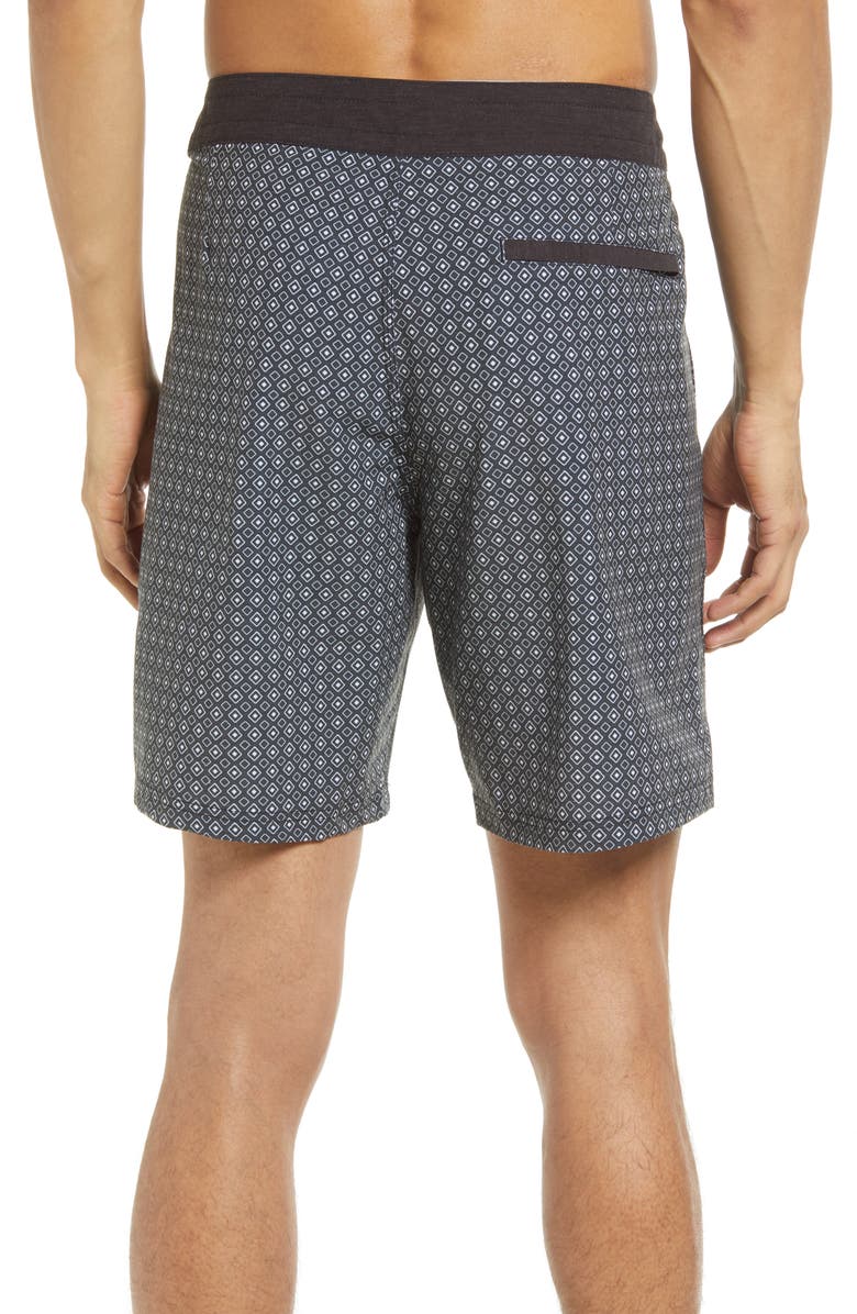 Fair Harbor The Nautilus Floral Print Board Shorts, Alternate, color, Black Beacon