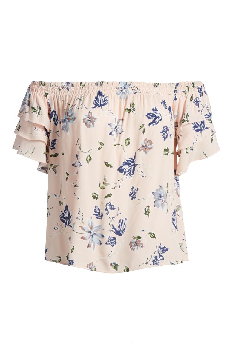 Tiered Off the Shoulder Top, Alternate, color, BLUSH FLORAL