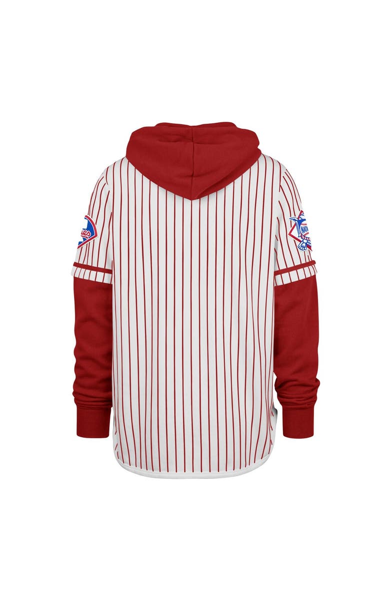 '47 Men's '47 White Philadelphia Phillies Pinstripe Double Header Pullover Hoodie, Alternate, color, 