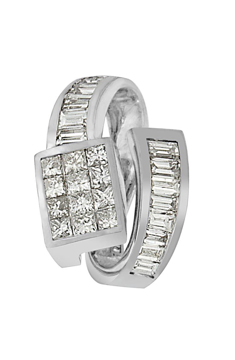 Haus of Brilliance 14K White Gold 2 cttw Princess and Baguette Cut Diamond Double Loop Pendant Necklace, Alternate, color, White