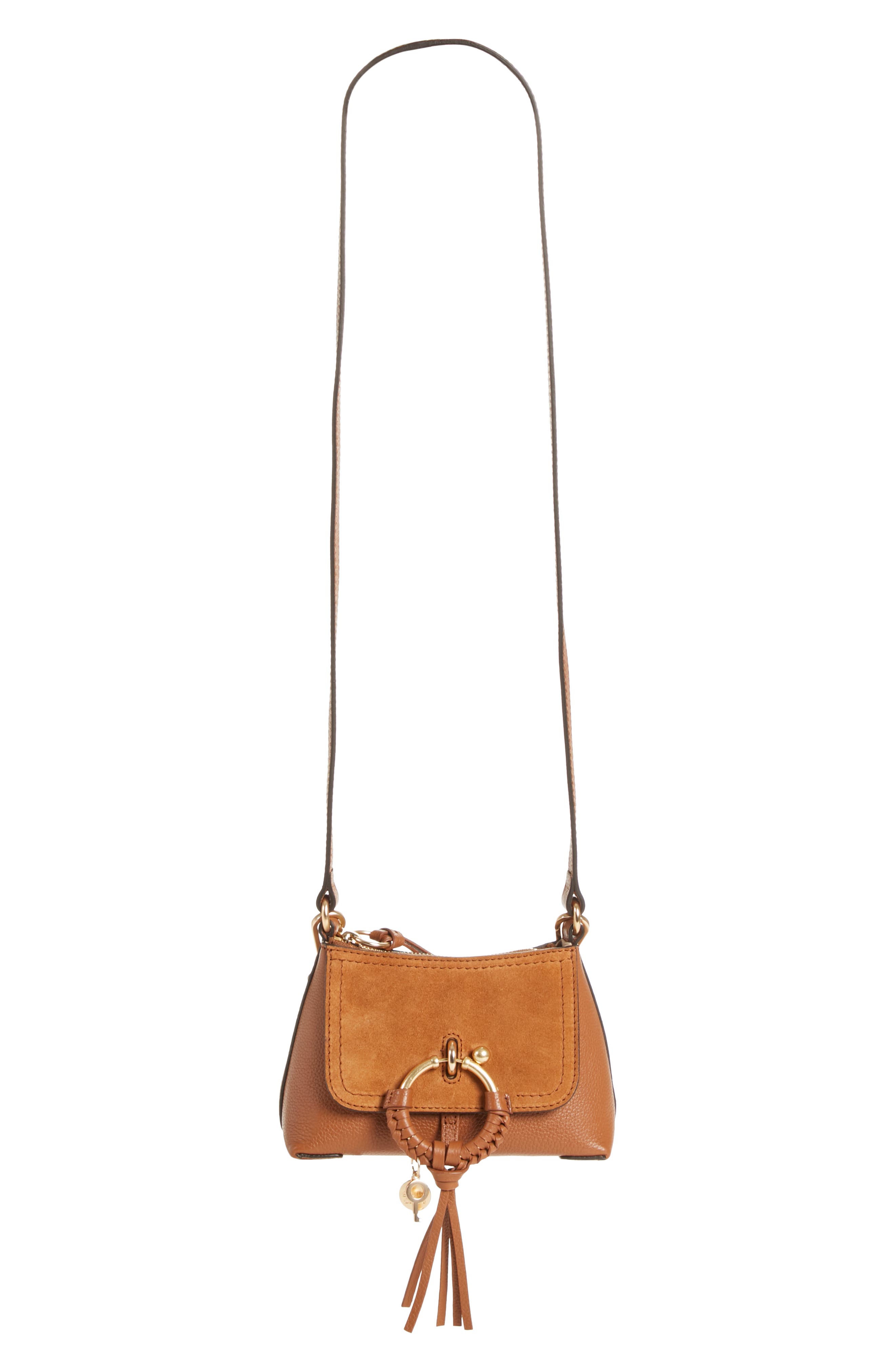 Mini Joan Leather Crossbody Bag, Main, color, CARAMELLO