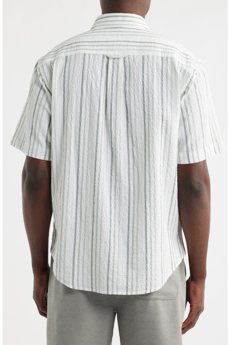 Nova Wave Silve Stripe Short Sleeve Seersucker Button-Up Shirt, Alternate, color, DUSTY SAGE