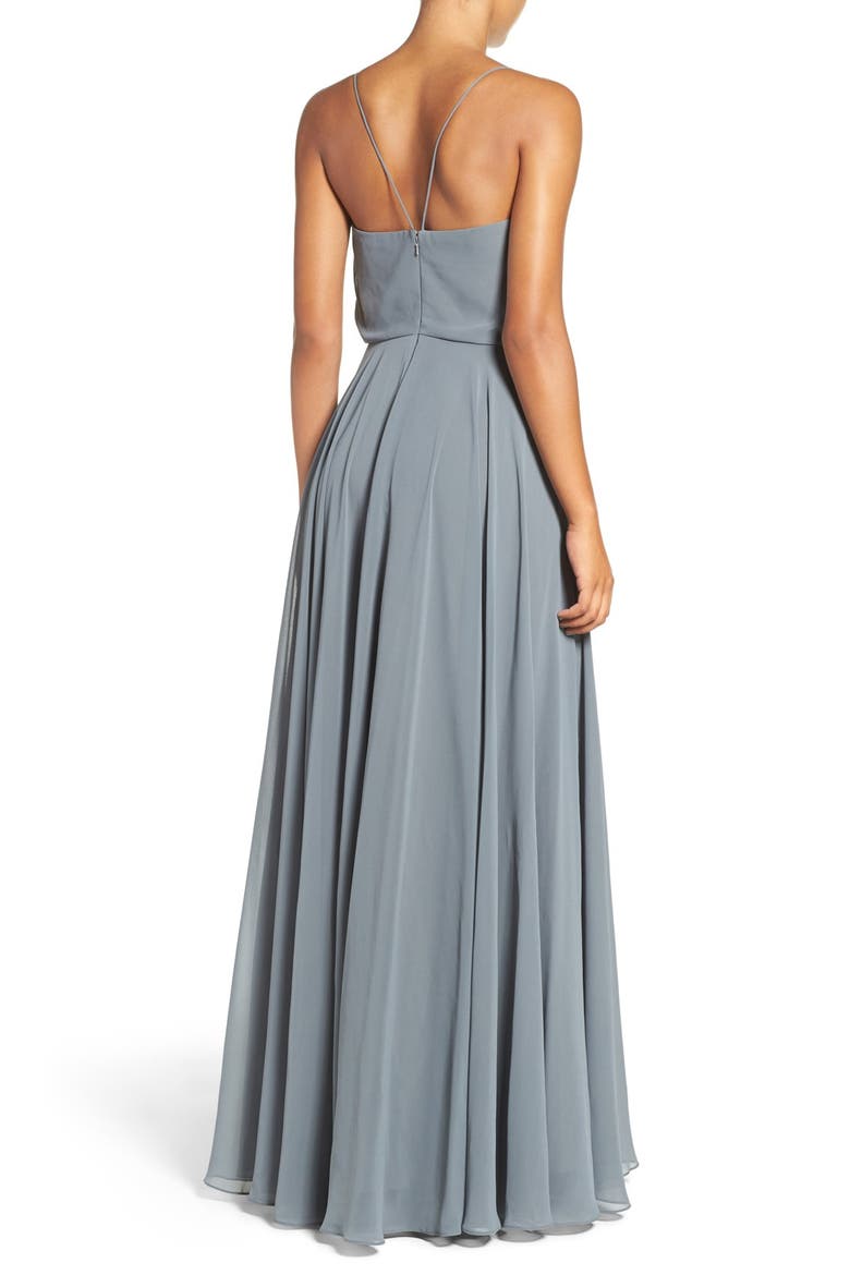 Inesse Blouson Chiffon A-Line Gown, Alternate, color, DENMARK BLUE