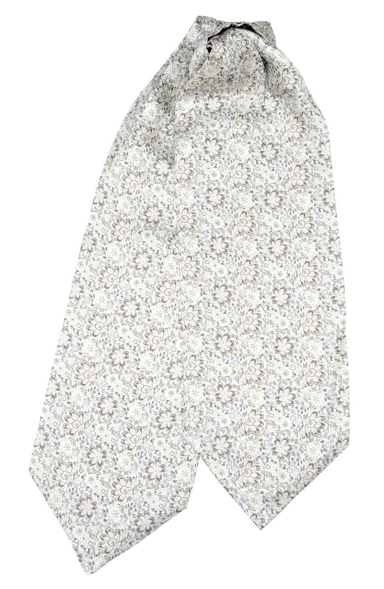 Elizabetta Salvadori - Silk Ascot Cravat Tie for Men, Main, color, Silver Grey