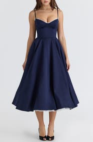 HOUSE OF CB Mademoiselle Sleeveless Satin Tulle Midi Dress