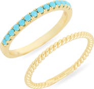 ARGENTO VIVO Set of 2 Semiprecious Stone Stackable Rings