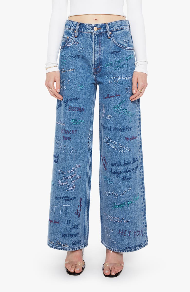 MOTHER The Mid Rise Double Dip Nerdy Flare Jeans, Main, color, Alphabet Soup
