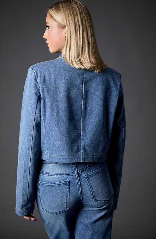 Shop Blue Revival Olivia Cropped Recycled Blazer In Medium Tel Aviv