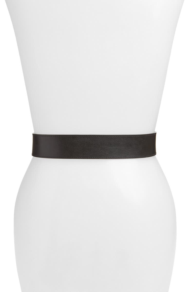 Halogen<sup>®</sup> Geometric Covered Buckle Leather Belt, Alternate, color,