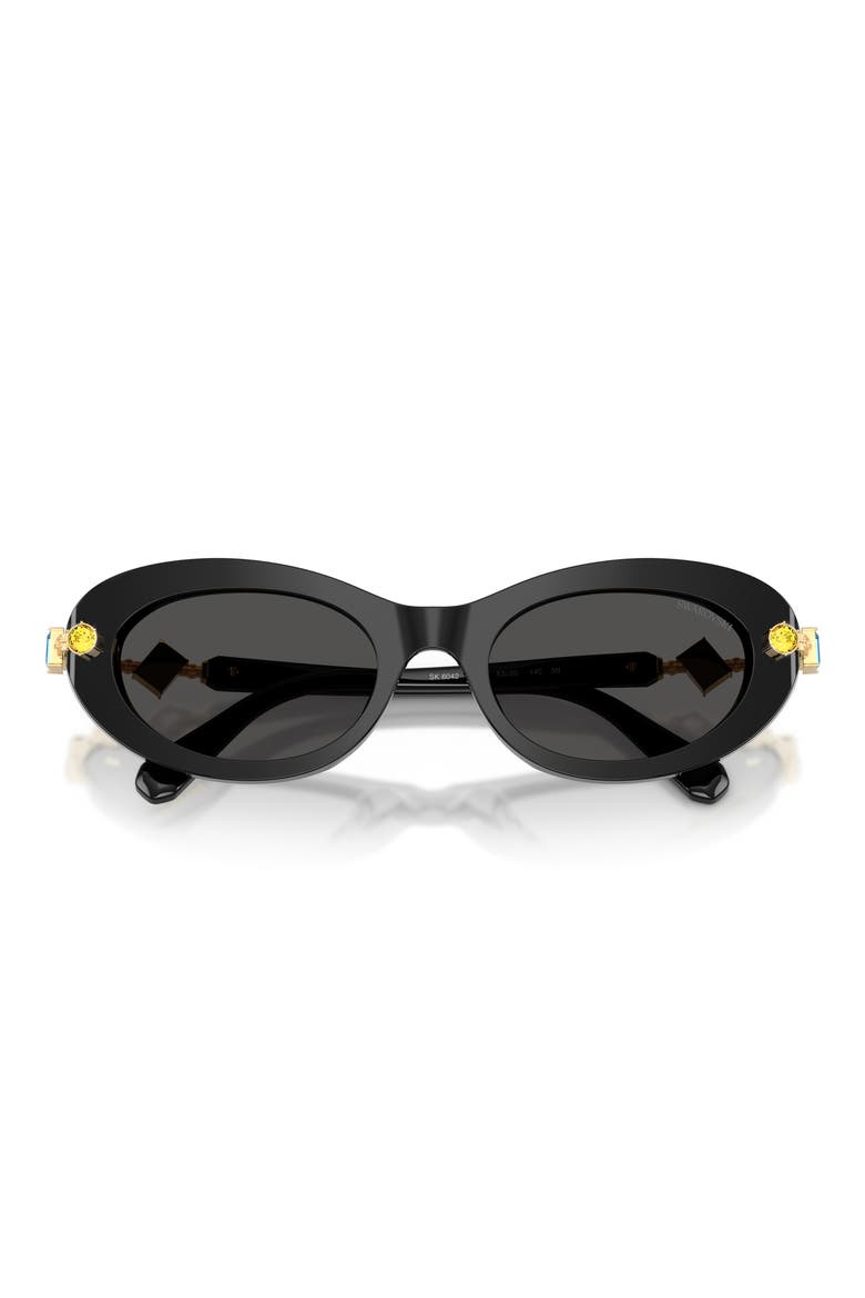 53mm Oval Sunglasses, Alternate, color, BLACK / DARK GREY