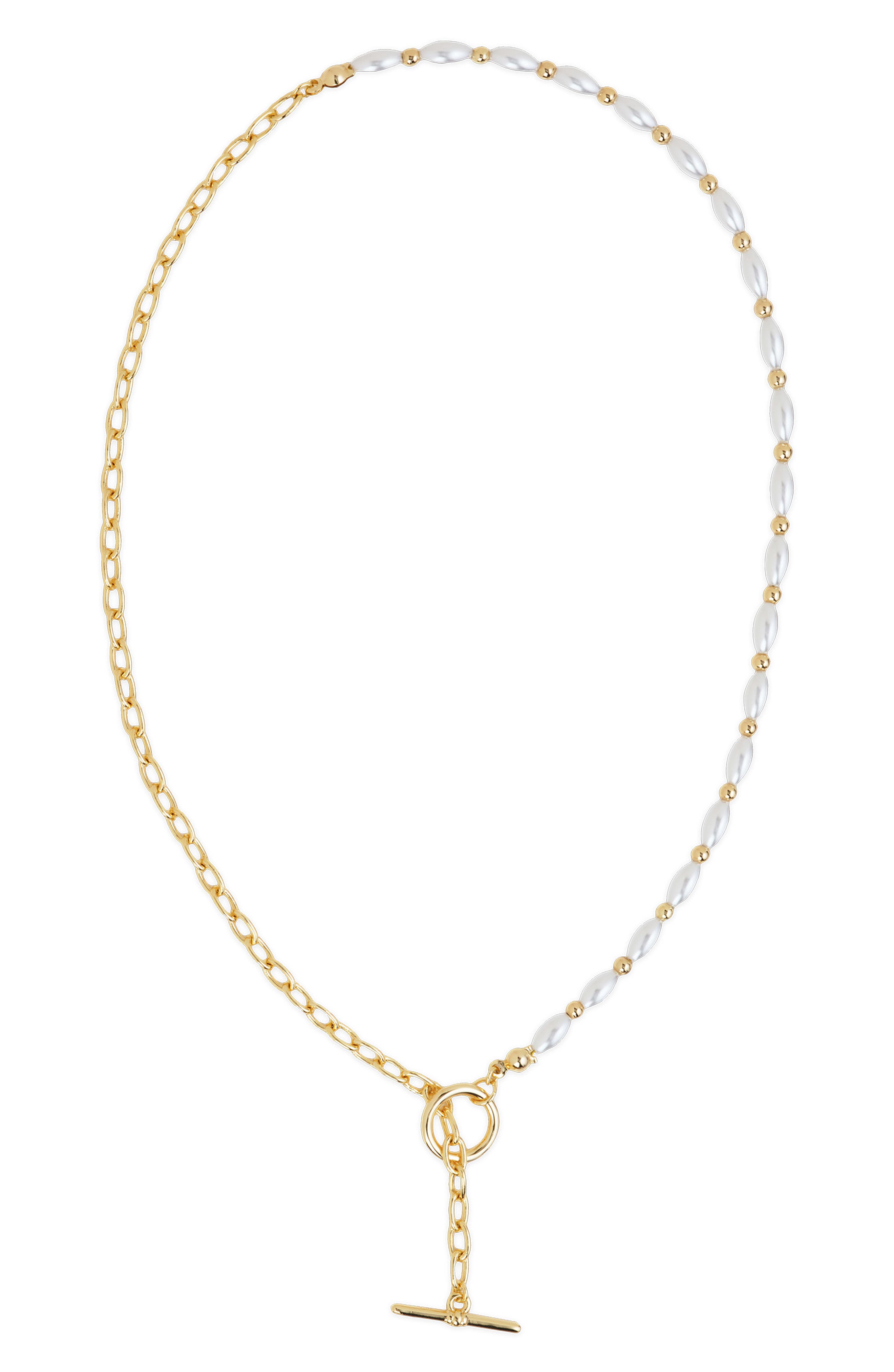 Emersyn Faux Pearl Bar & Toggle Pendant Necklace