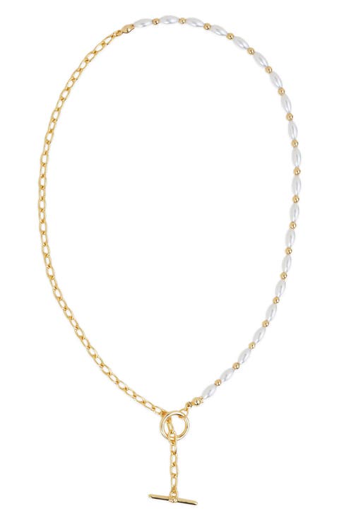 Emersyn Faux Pearl Bar & Toggle Pendant Necklace