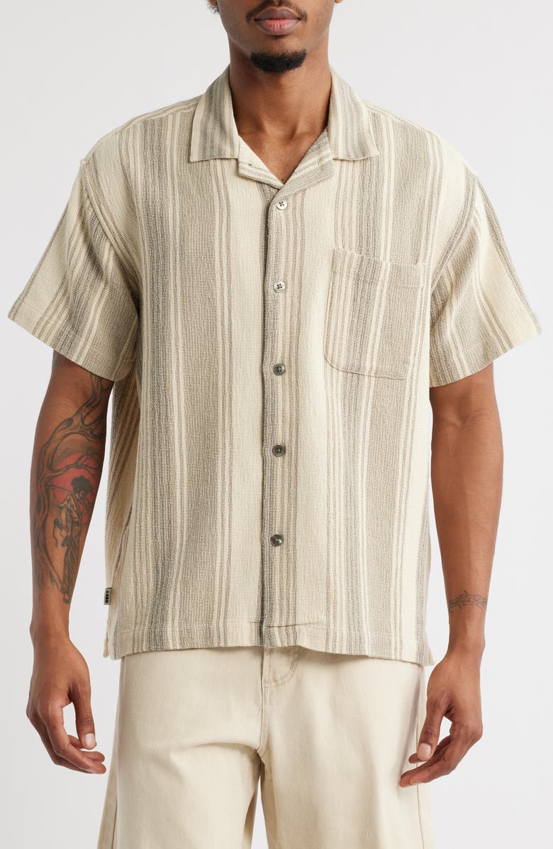 Obey Frazer Stripe Short Sleeve Cotton Button-Up Shirt, Alternate, color, 