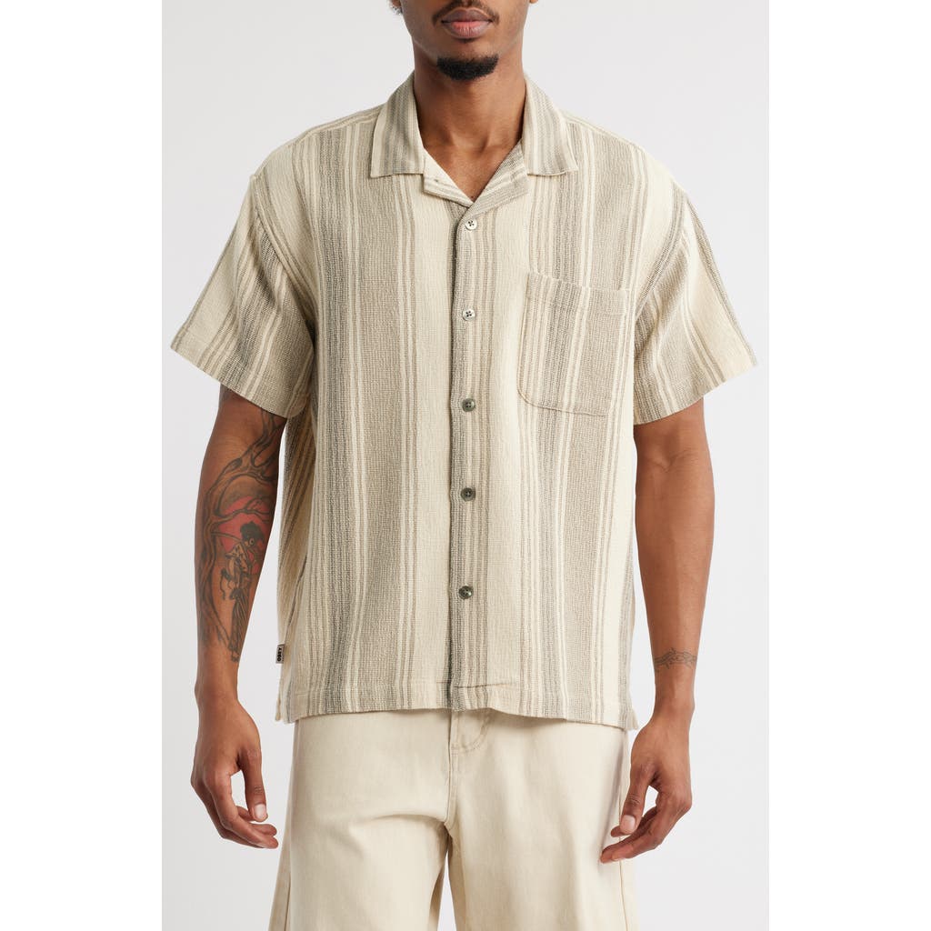 Obey Frazer Stripe Short Sleeve Cotton Button-up Shirt