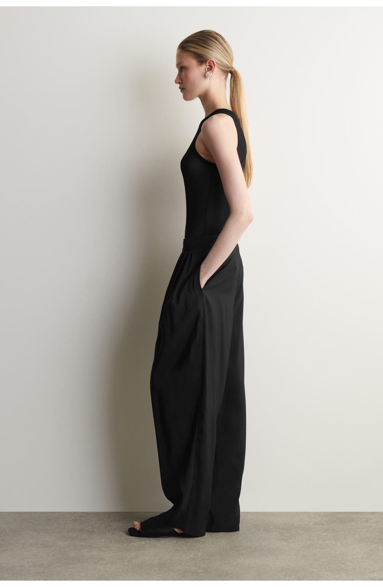 COS Draped Pleated Straight-leg Trousers, Alternate, color, Black