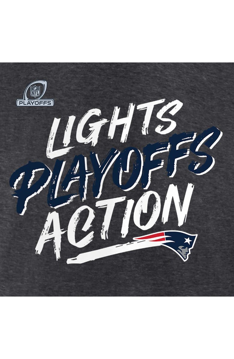 FANATICS Men's Fanatics Branded Heathered Charcoal New England Patriots 2021 NFL Playoffs Bound Lights Action T-Shirt, Alternate, color,